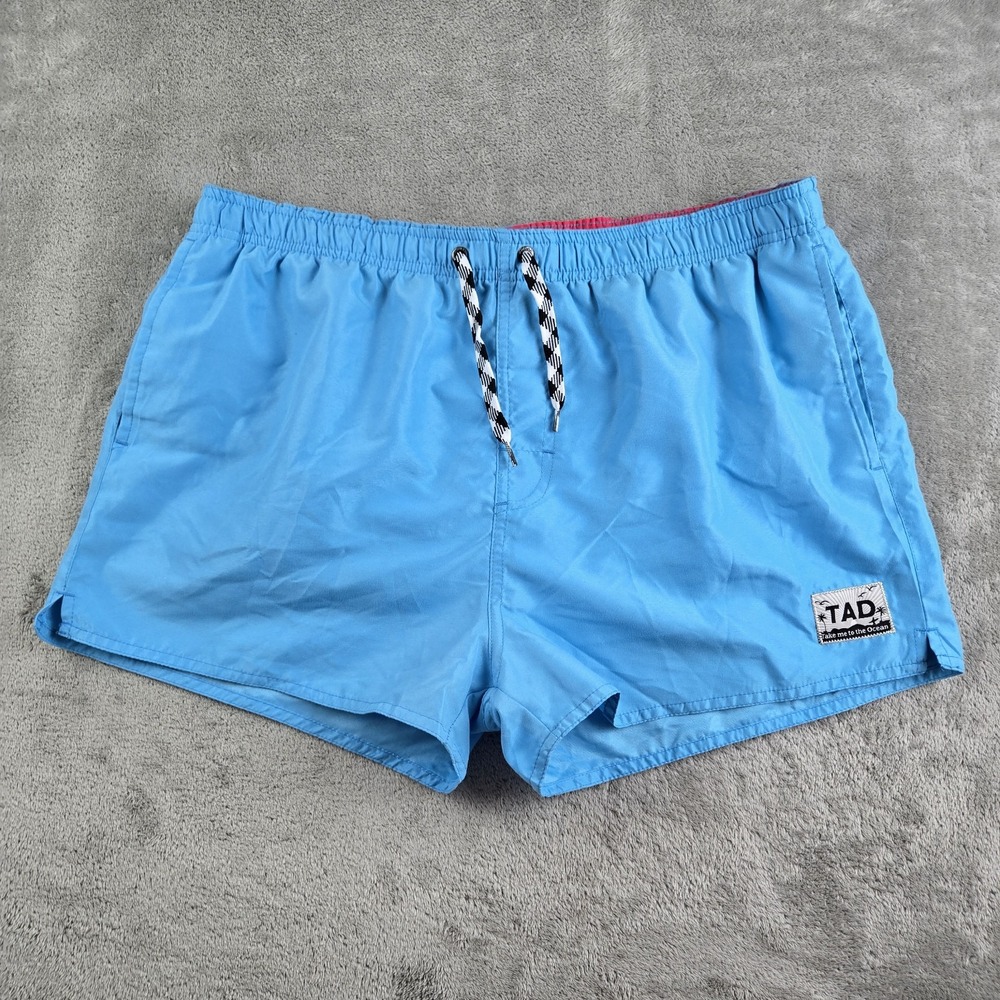 Taddlee Board Shorts Mens XL Blue Retro Mesh Lined Logo Drawstring Beachwear